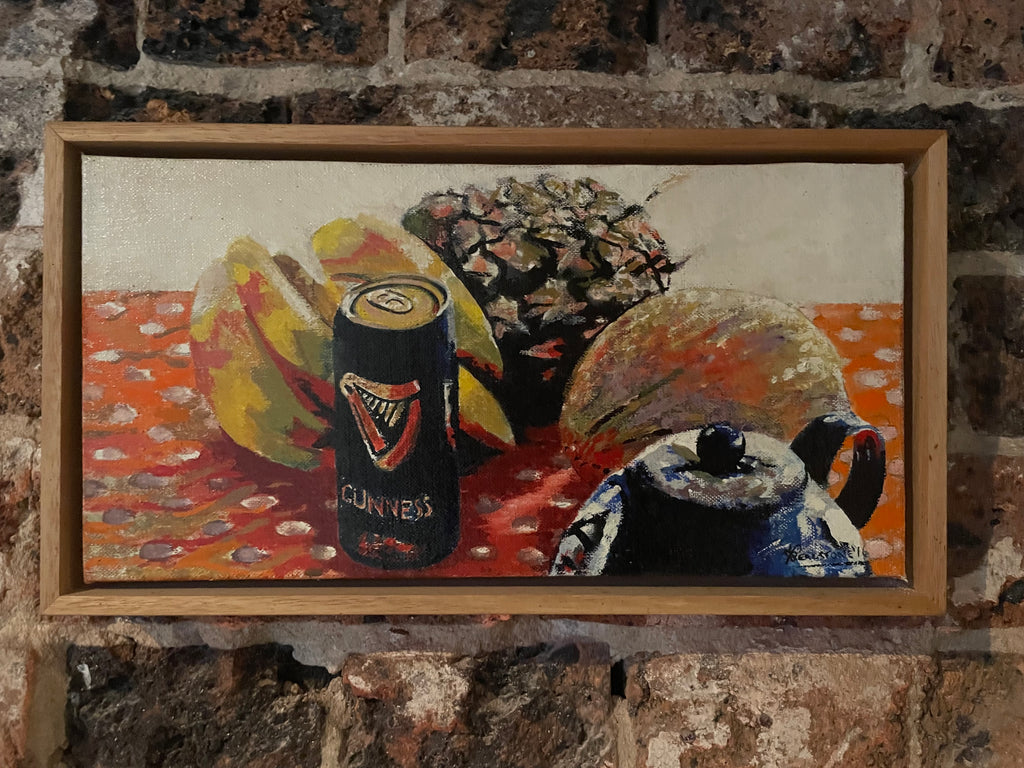 Guiness or Tea with Egg Tempera on Linen